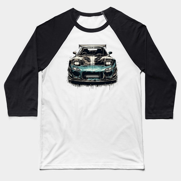 Mazda RX7 Baseball T-Shirt by Vehicles-Art